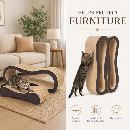 2 in 1 Large Cardboard Cat Scratcher Lounger (2 IN 1 L-Brown)
