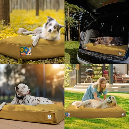 42 Inch Indestructible Dog Bed for Aggressive Chewers (Yellow / X-Large)