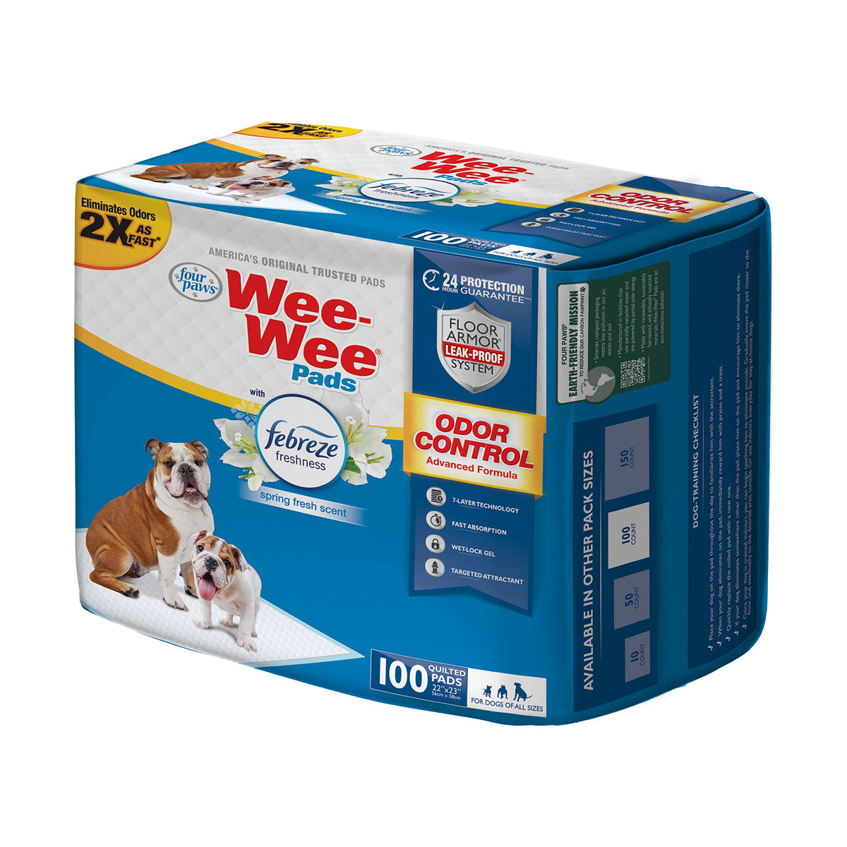 Wee Wee Odor Control with Febreze Freshness Pee Pads for Dogs & Puppies (100 Count)