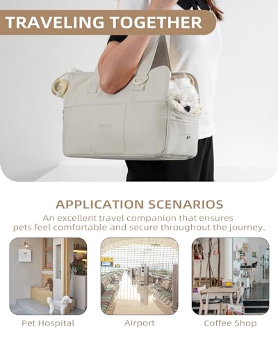 Dog Carrier for Small Dogs Rabbit cat with Large Pockets (Grey / 17.0"L x 7.5"W x 12.0"H)