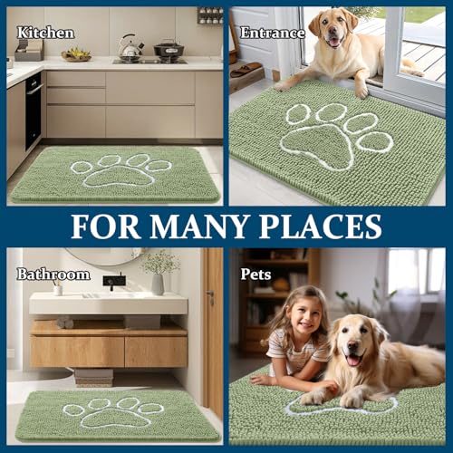 Dog Door Mat for Muddy Paws 44x24 (Sage Green / 44" X 24")