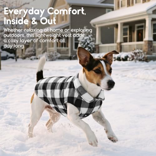 Dog Sweater Plaid Fleece Vest Puppy Shirt for Small Medium Dogs (Small / Plaid-Black)