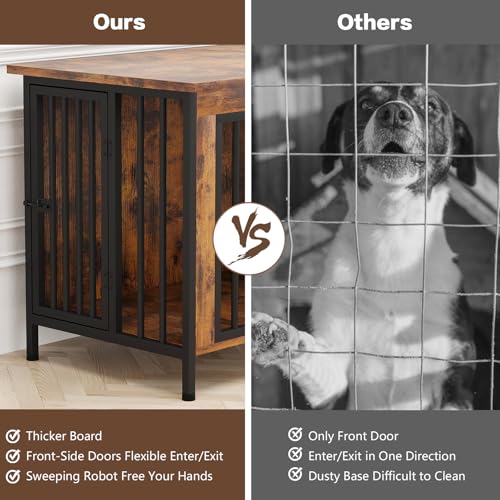 31.5" Dog Crate Furniture for 1 or 2 Dogs (Brown / 31.5"L x 23.6"W x 27.9"H)