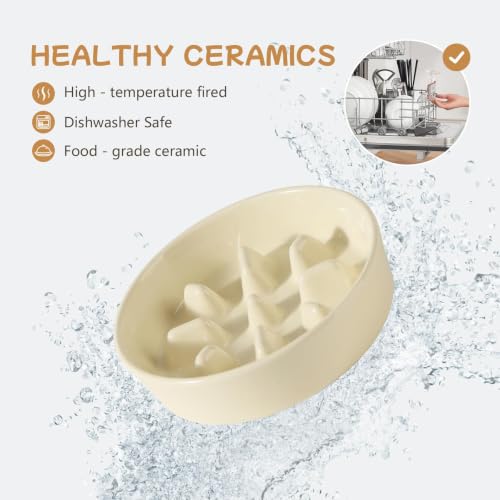 Elevated Slow Feeder Dog Bowls (Light Yellow)