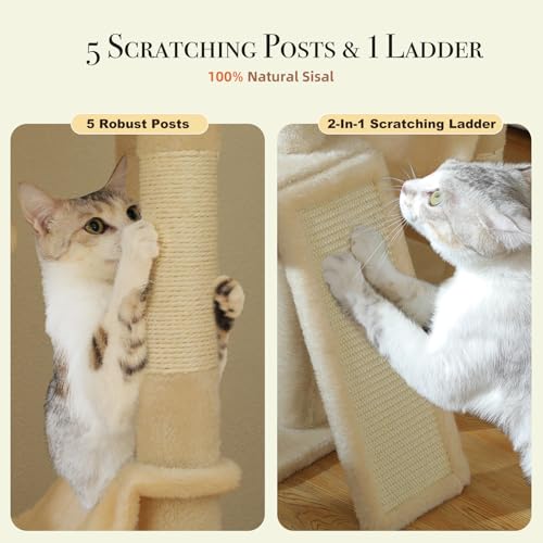 Floor to Ceiling Cat Tree (Cream / Dual Posts)