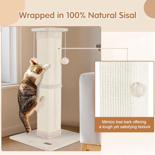 Cat Scratching Post 33 inch for Indoor Cats (Beige)