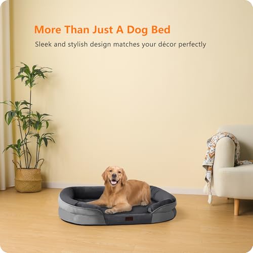 Orthopedic Waterproof Large Dog Bed Sofa (Dark Grey / Large(42 x 31 x 6.5 inch))
