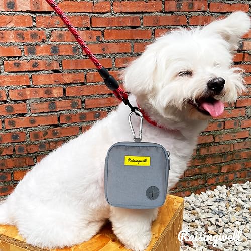 Dog Treat Pouch for Pet Walking and Training with Clicker Poop Bags Small Fanny Zipper Pack Holder for Puppy Snack Dispenser Kit for Leash and Outdoor Use (Gray) (One Bag / a6.Gray2)