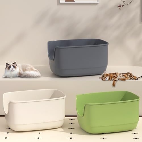 Jumbo Cat Litter Box with High Sides (Grey-Green)