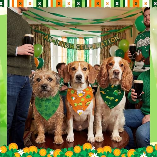 50 Pcs St Patrick's Day Dog Bandanas Bulk Green Shamrocks Bandanas for Dogs Triangle Kerchief Bibs Scarf for Pet Irish Costume Photo Props Pet Shops Groomer (St Patricks Day / 25.6 x 17.7 x 17.7")