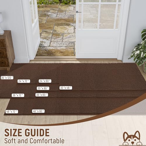 Absorbent Dog Door Mat for Muddy Paws (120"L x 36"W x 1" Th / Brown)