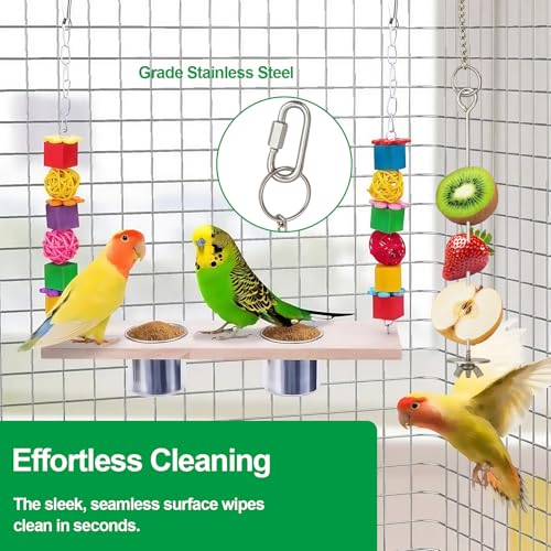 2 Pcs Chain Clauses Bird Cage Food Holder Stainless Steel Parrot Fruit & Vegetable Skewer Hanging Foraging Toy for Parakeets (Chain Clauses 2 Pcs)