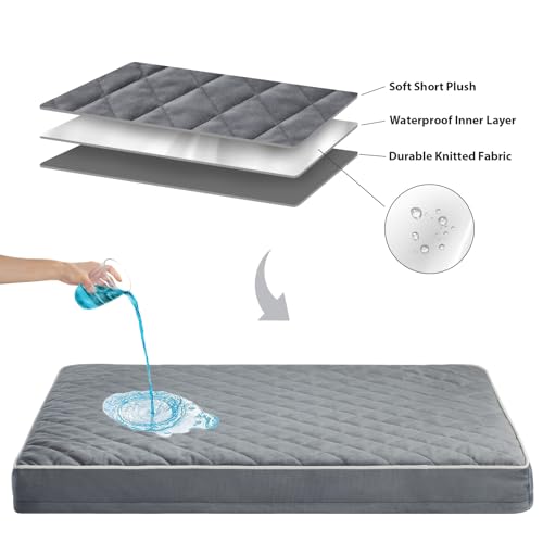 Orthopedic XXL Dog Beds for Large Senior Dog Bed Comfy Sleeping (Grey / 47"L x 29"W x 3.5"Th)