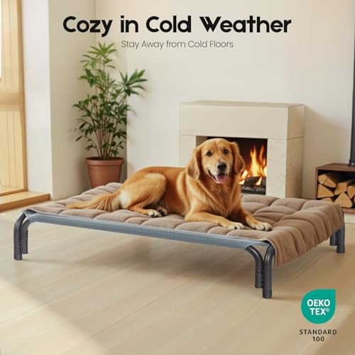 Elevated Dog Bed Outdoor Cooling Raised Cot for XL Dogs (XL-48.8"L×35.8"W×7.9"Th / Grey)