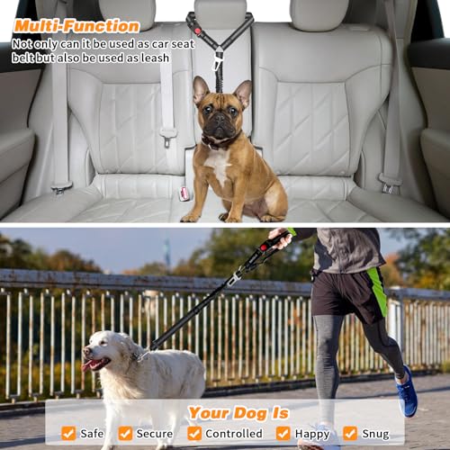 2 Pack Dog Seat Belt for Car (Black)