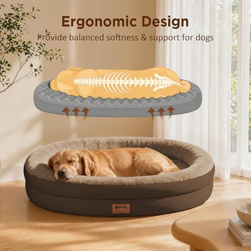 Waterproof Orthopedic Dog Bed for Medium Dogs (Coffee / 35"L x 25"W x 7"Th)