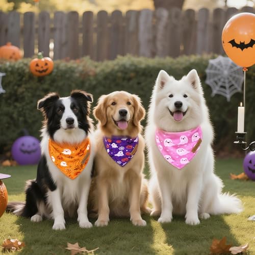 2 Pack Halloween Dog Bandanas (Pink / Large)