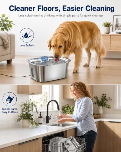 2.4 Gallon Stainless Steel Dog Water Fountain for Large Dogs