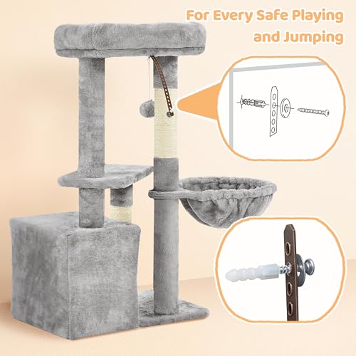 Cat Tree Multi Level Climbing Tower for Indoor Cats (Light gray)