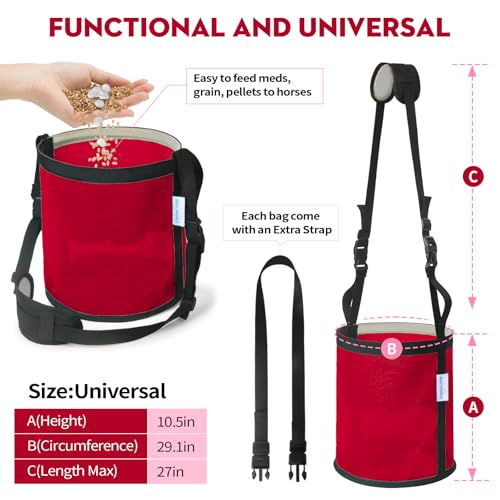 Horse Feed Bag 2 PCs (2 Pcs Red)
