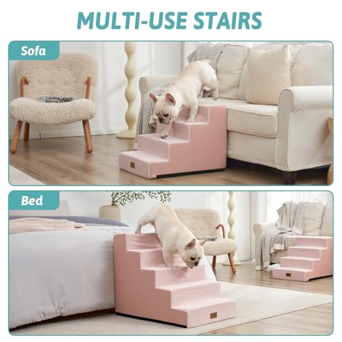 Dog Stairs for Small Dogs (Pink / 17.7x23.6x17.7 inch)