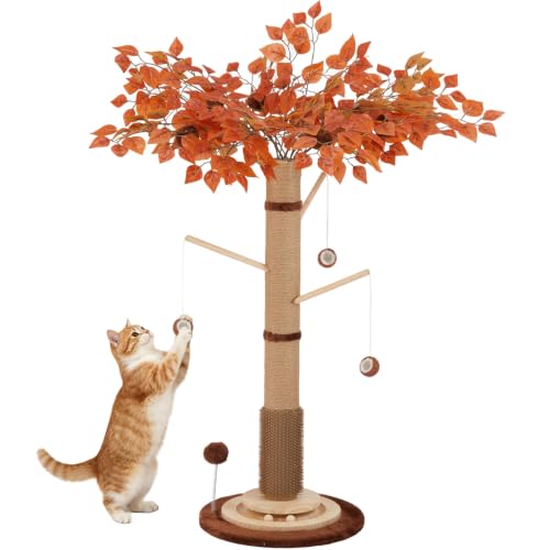 46" Extra Tall Cat Scratching Post with Toy for Large and Adult Indoor Cats (Brown(46" Tall))