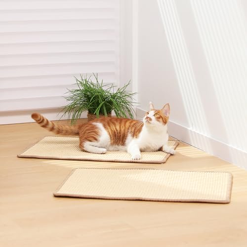 2 Packs Cat Scratching Mat (Beige-2 Packs-19.6 x 11.8 Inch)