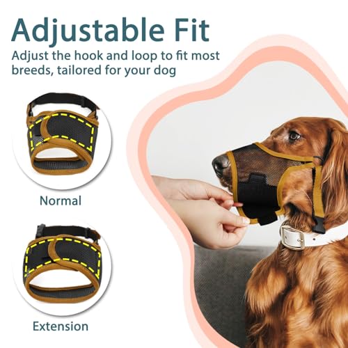 Dog Muzzle for Large Medium Small Dogs German Shepherd Labrador (Brown / XL(Snout:11"-12.25"))