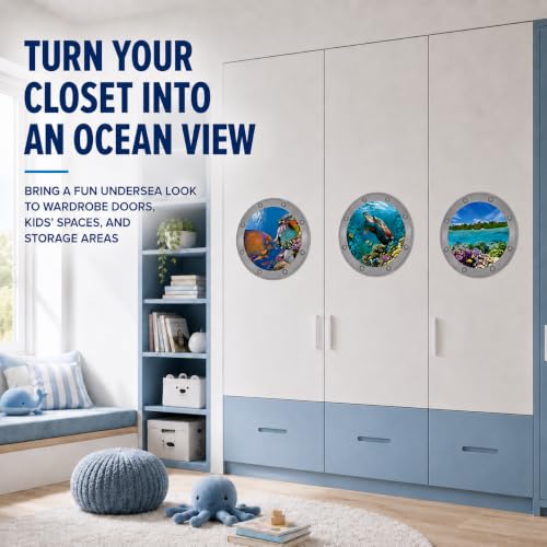Ocean Animals World Under Sea Wall Decor Includ Sea Turtles Fishes Coral 3p (Blue 04)