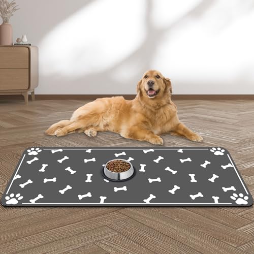 Large Pet Feeding Mat (dog bone print / 39.4"L x 31.5"W)