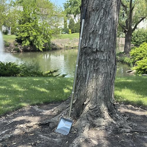 Heavy Duty Pooper Scooper 66in Tempered Spring Steel Scoop Long Stainless Steel Handle Dog Pooper Scooper for Large Dogs Outdoor Pet Waste Removal Shovel