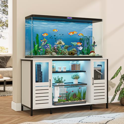 55 75 Gallon Fish Tank Stand with Power Outlets & LED Light