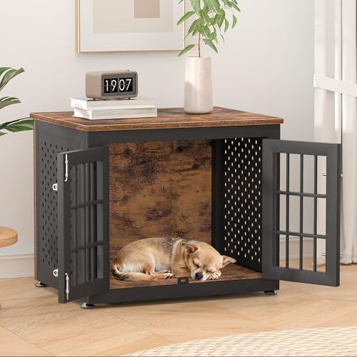 26" Heavy Duty Dog Crate Furniture for Small Dogs (26.0"L x 20.4"W x 21.7"H / Brown)