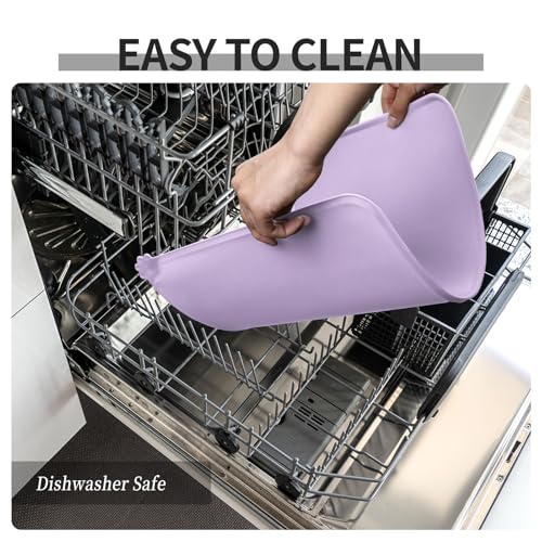 Silicone Pet Feeding Mat (Hibiscus Purple / 22" x 14")
