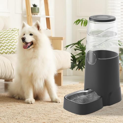 8L Automatic Dog Water Dispenser with Stainless Steel Feeder Bowl (Black)