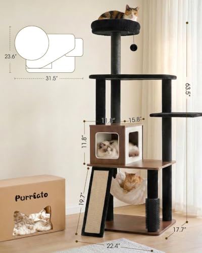 61" Modern Cat Tree (Walnut)