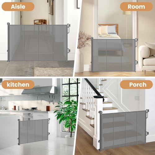 Reinforced Retractable Baby Gate (Gray / 45" Wide)