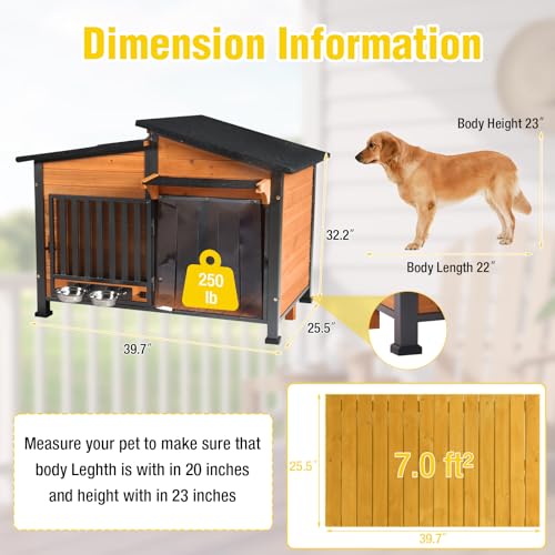 Outside Chew Resistant Dog House with Metal Frame (Wood / L)
