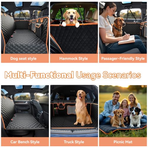 Back Seat Extender for Dogs (Black with Orange / For Full Size Truck)
