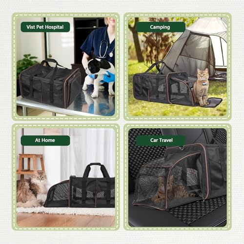 Expandable Cat Carrier for 2 Cats (Black)