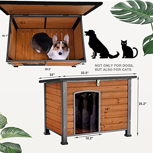 Wooden Dog House Outdoor with Iron Frame (Dog House)