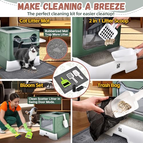 Covered Cat Litter Box (Green)