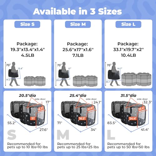 2-in-1 Pop Up Dog Playpen Cat Pet Puppy Playpen, Non-Detachable (Black Mesh / 55.2"L x 27.6"W x 17"H)