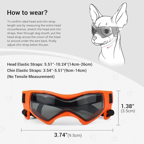 XS Dog Goggles for Extra Small Breed UV (X-Small / Orange)