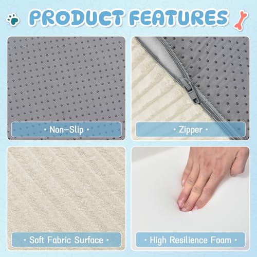 2 Step Dog Stairs Pet Ramp for High Beds (Beige / 2-Step 11.8"H)