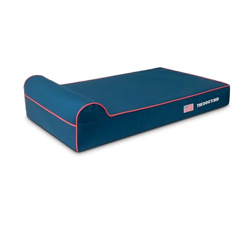 The Dog’s Bed Orthopedic Memory Foam Dog Bed with Headrest XL 6 (Blue with Red Trim US Flag / XL (46"L x 28"W x 6"Th))
