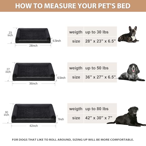Orthopedic Washable XLarge Dog Bed for Senior Dog Cozy Sleep (42"l x 30"w x 7"th / Black)