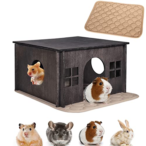 Wooden Guinea Pig Hideout (Walnut Style 1 / Medium)