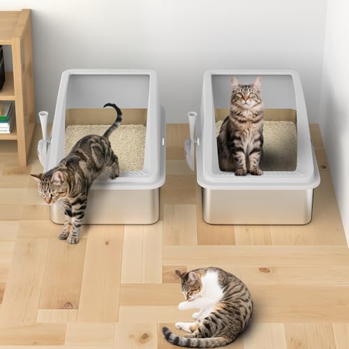 Stainless Steel Litter Box (Ivory White / X-Large)