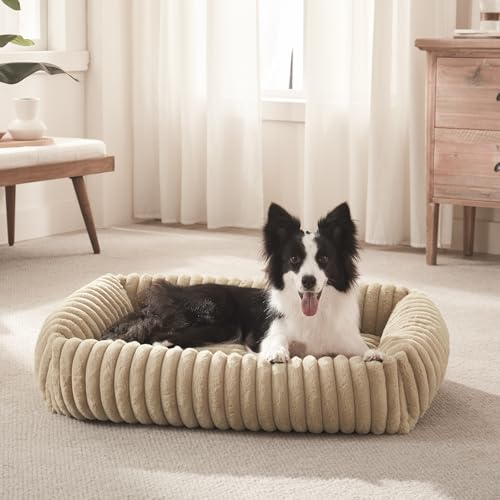 Dog Bed for Small Dogs (Beige / S (20"x19"x6"))